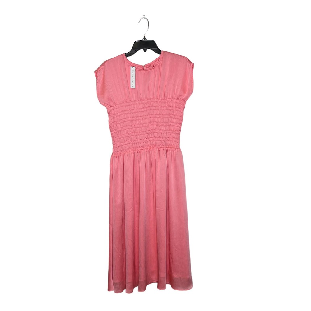 Trina Turk Entertain Dress Gown‎ Midi Size Large Pink Lined Polyester Womens NWT